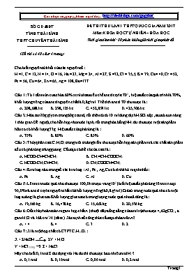 Đề thi thử lần 1 THPT Quốc gia môn Hóa học năm 2017 - Trường THPT chuyên Thái Bình (Có đáp án)